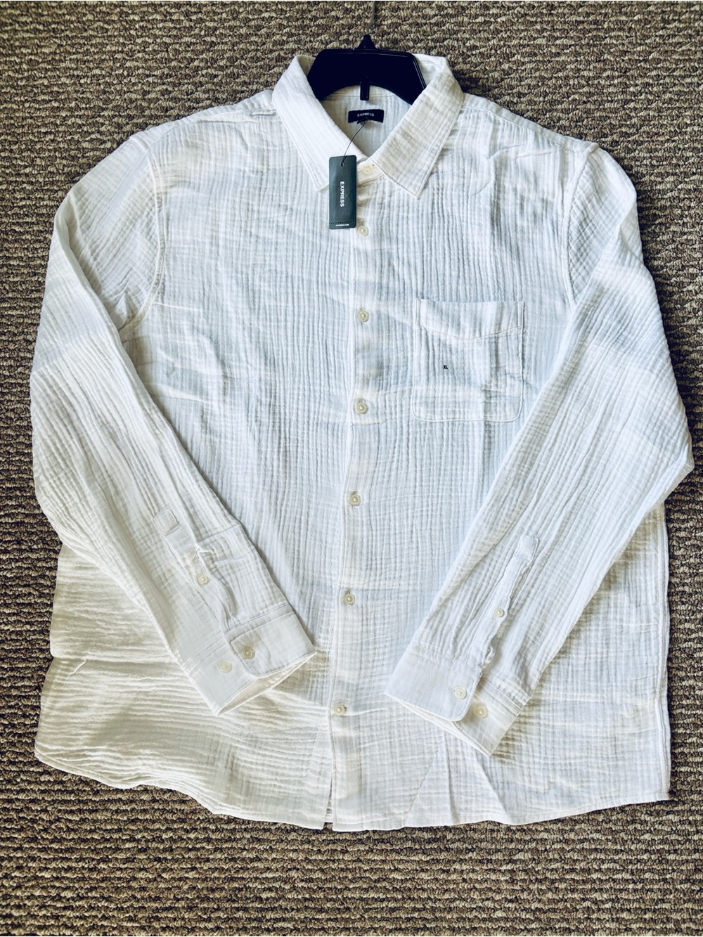 NWT Express Men's Cotton Button Down Long Sleeve Shirt White XL